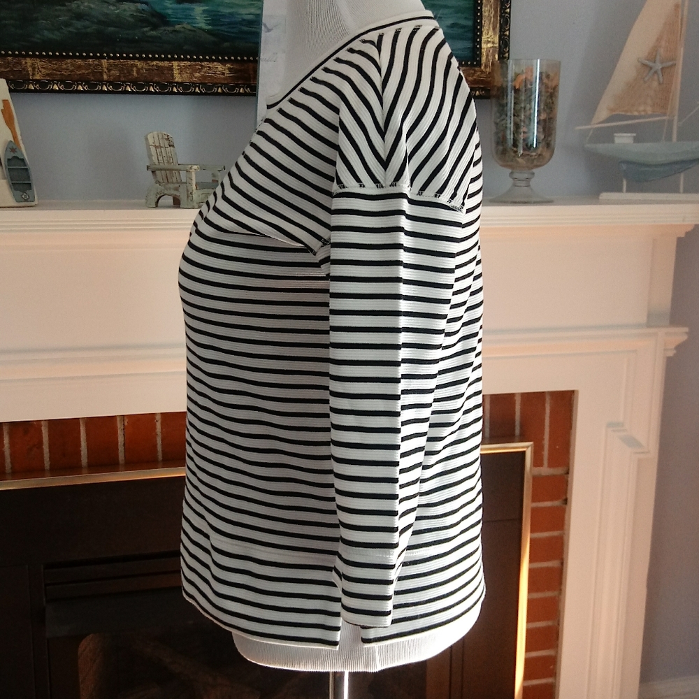 LOFT Lou & Grey Striped Ottoman Popover Knit Top, Oversized Fit - Picture 8 of 12